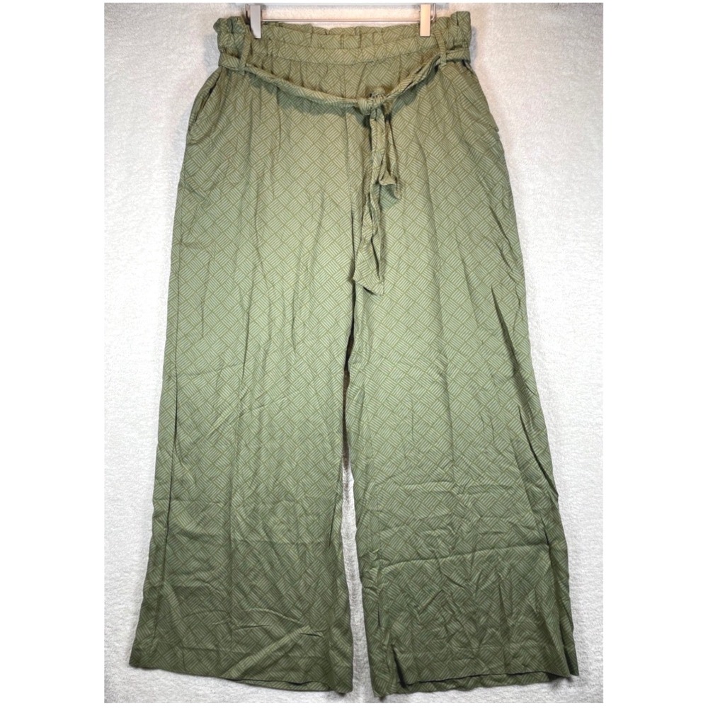 paperbag waist wide leg flowy pants L belt forest fairy grunge boho festival
